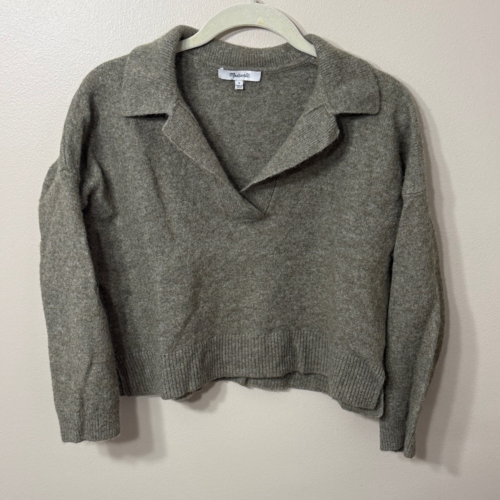 Madewell Taupe Collared Knit Sweater